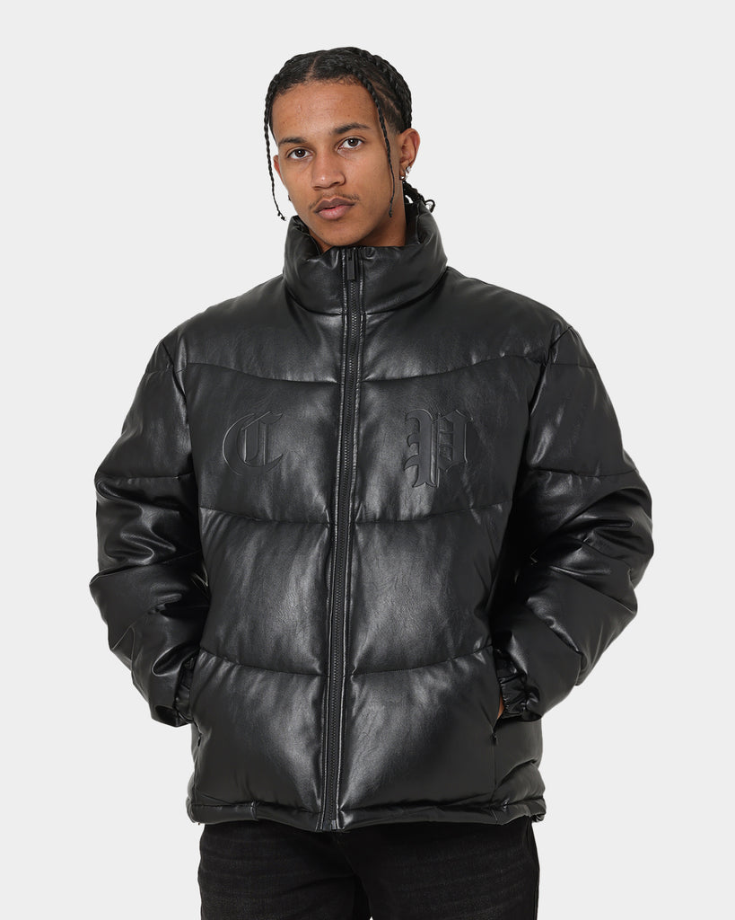 Carré Paris Leather Wave Puffer Jacket Black | Culture Kings US