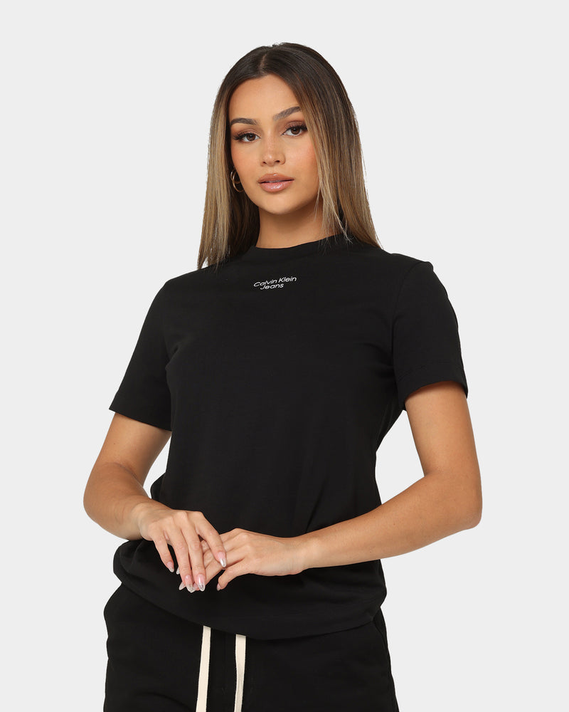 Calvin Klein | Logo Black Stacked Kings Modern Women\'s US Ck Straight Culture T-Shirt