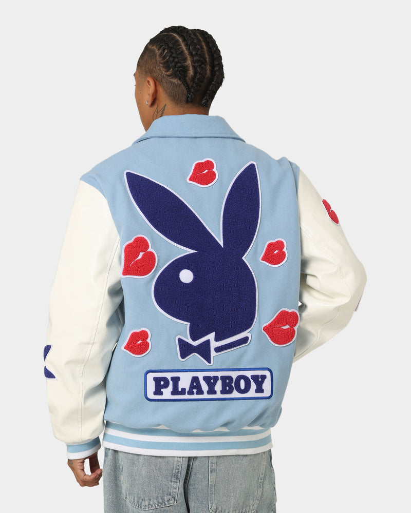 Playboy By CK Team Varsity Jacket Blue/Off White | Culture Kings US