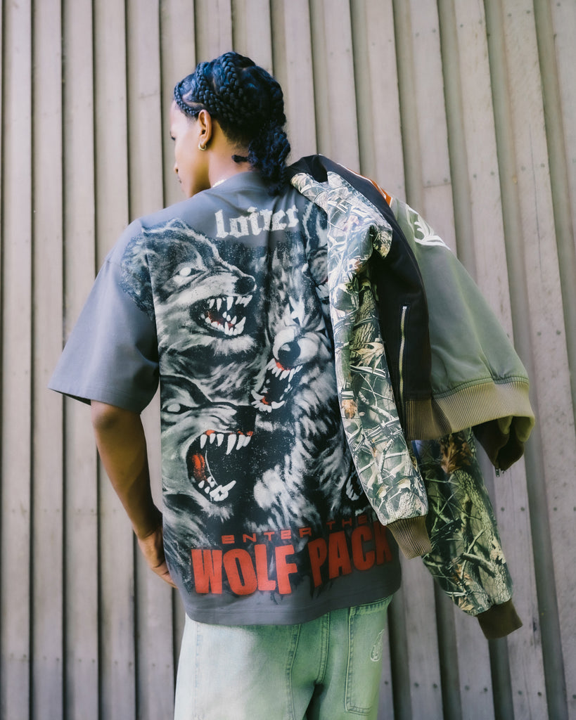 Loiter Wolf Pack Vintage T-Shirt Charcoal | Culture Kings US