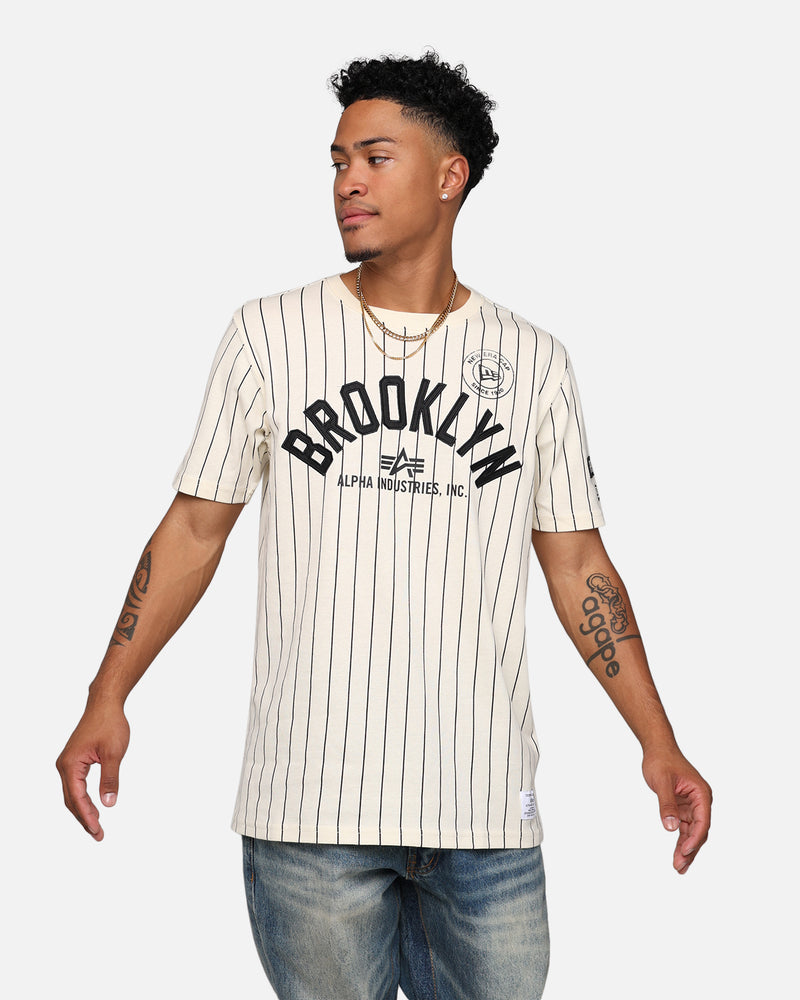 New Era Alpha | Industries Striped T-Shirt White Brooklyn Culture US Nets X Kings