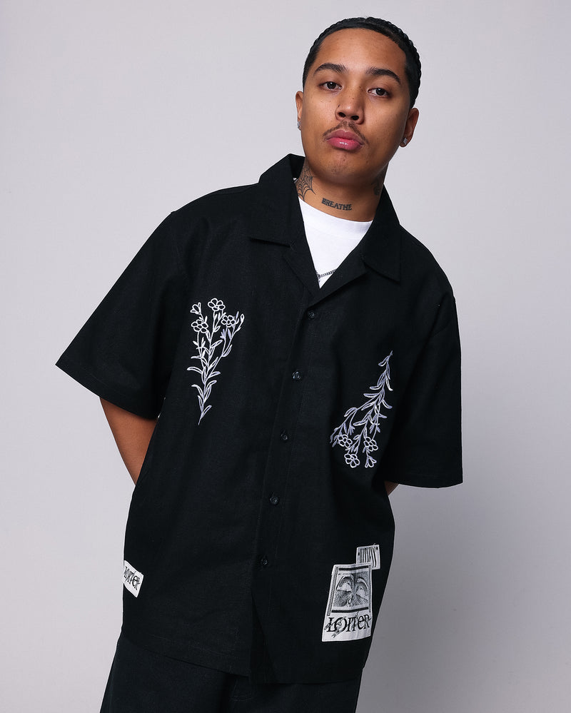 Loiter Witness Button Up T-Shirt Black | Culture Kings US