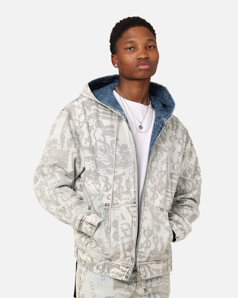 Ksubi Kollage Zip Hoodie Icey Denim - Size M