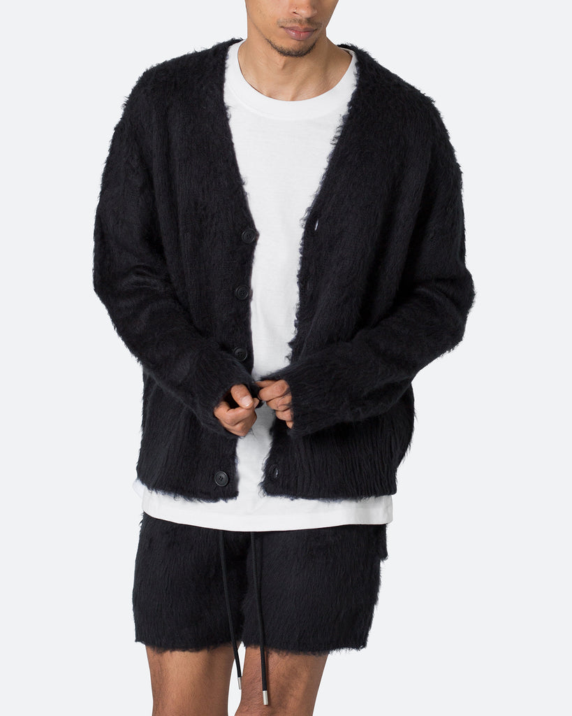 MNML Fuzzy Cardigan Sweater Black | Culture Kings US