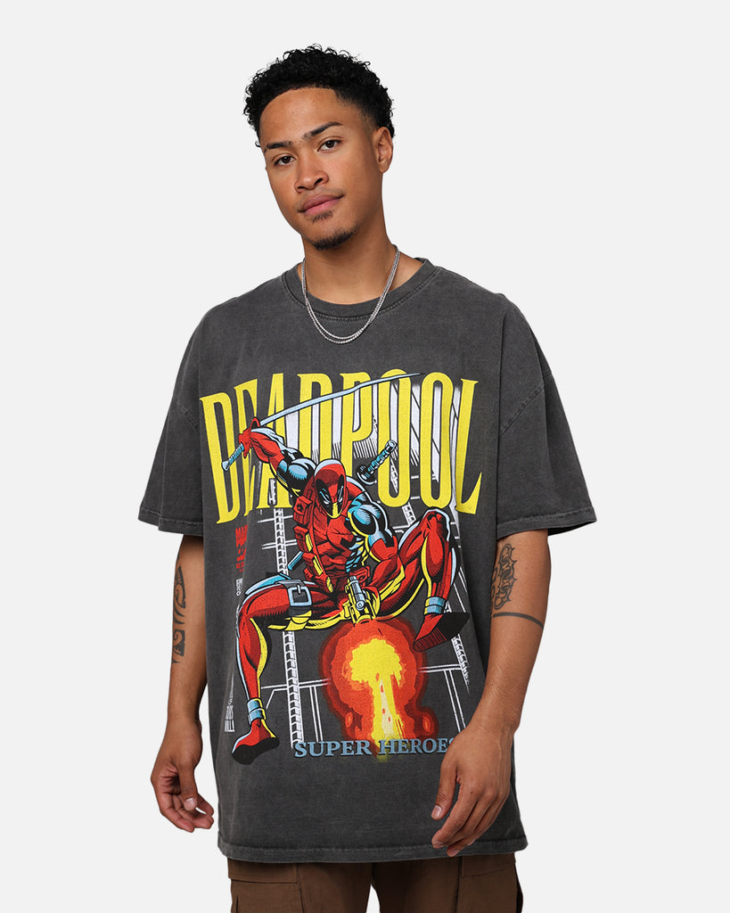 Marvel Deadpool Comic Heavyweight T-Shirt Black Wash | Culture Kings US