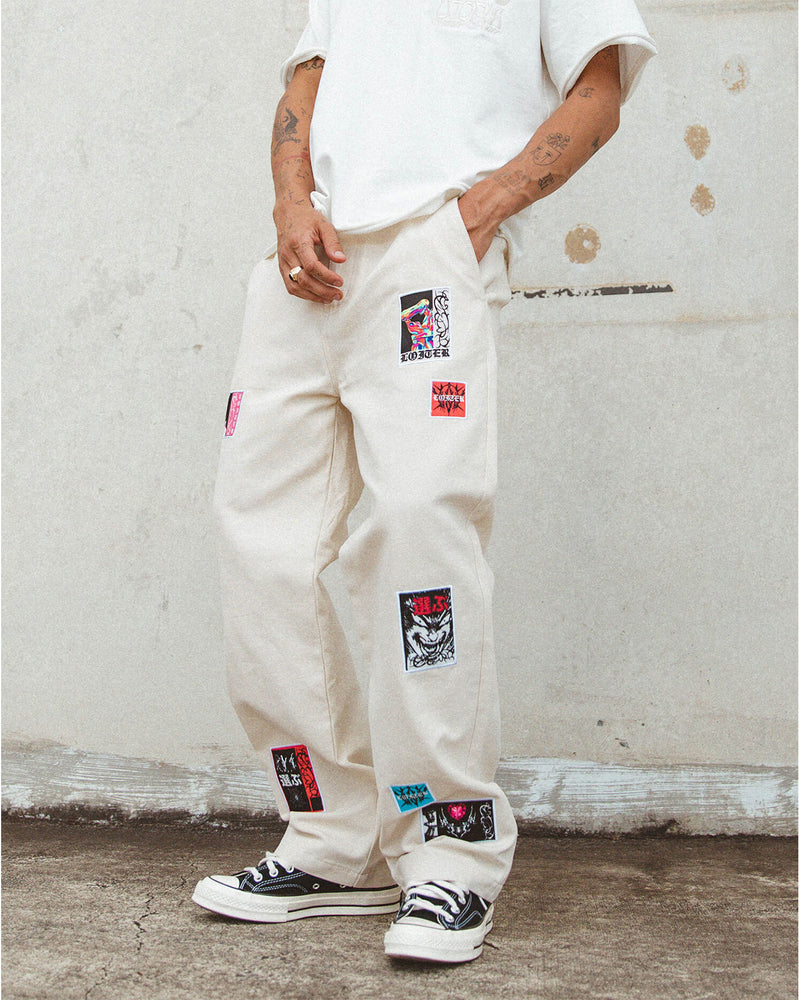 Loiter Patchwork Trousers Off White | Culture Kings US