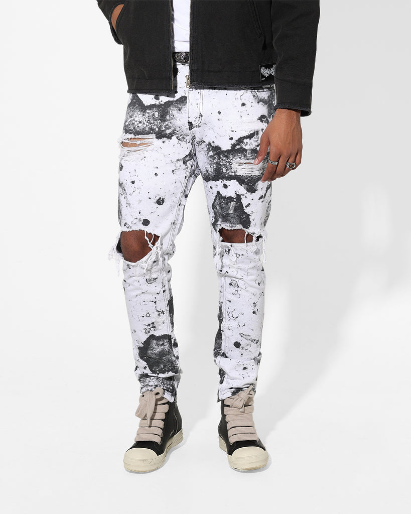 Saint Morta Acid Destroyer Jeans White/Black | Culture Kings US