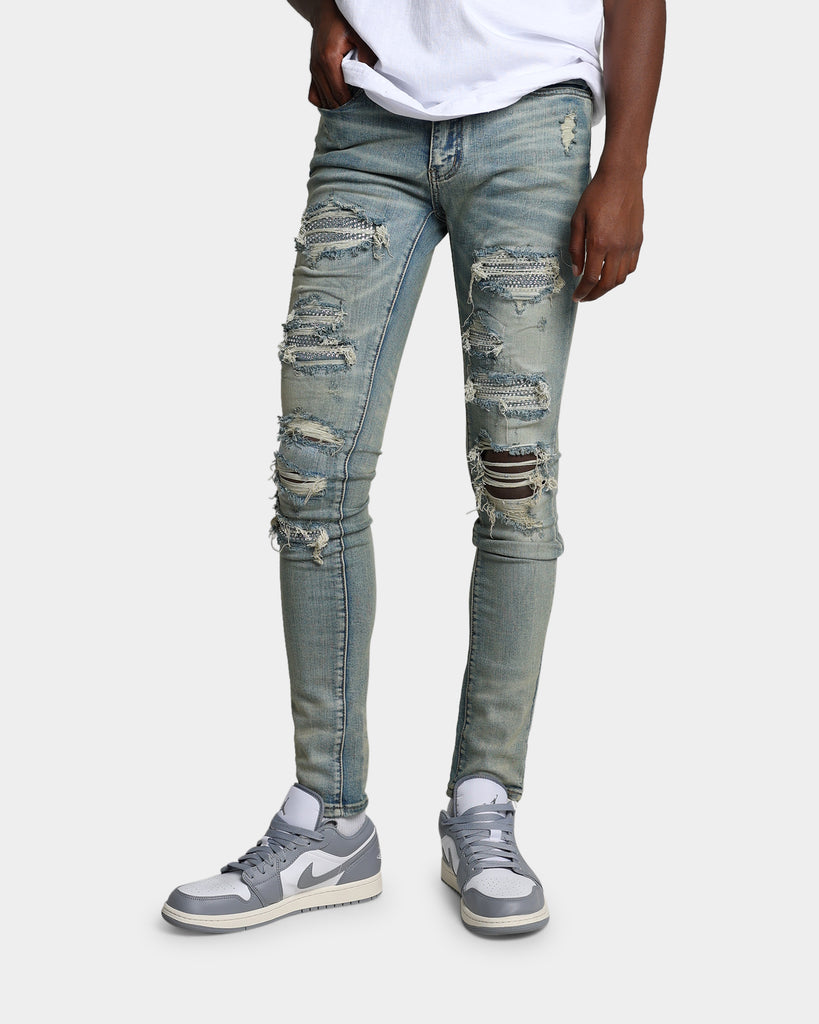 MNML X201 Rhinestone Skinny Denim Pants Blue | Culture Kings US