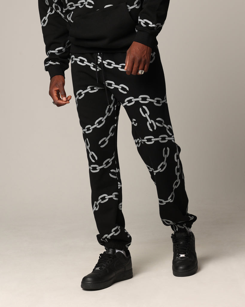 Saint Morta Chain Sweatpants Black/Black | Culture Kings US