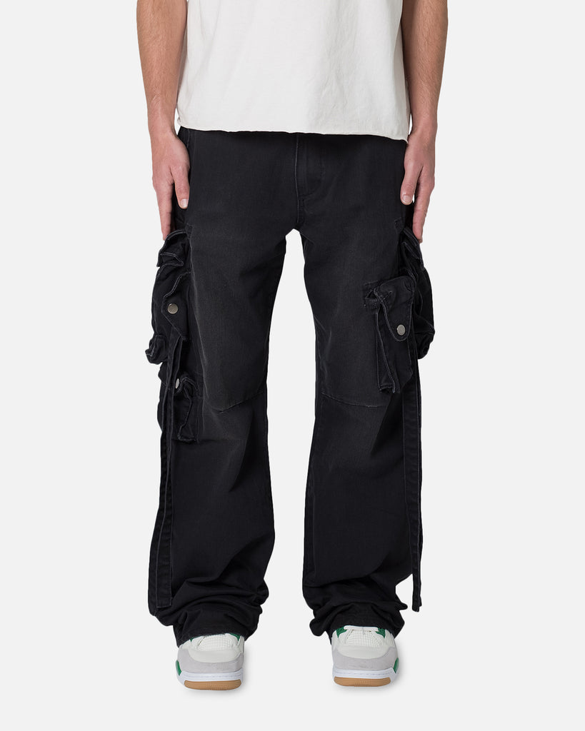 MNML Strapped Multi Cargo Pants Washed Black | Culture Kings US