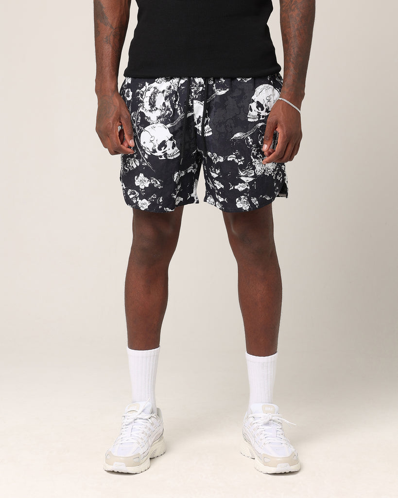 Saint Morta Undying Beach Shorts Black/White | Culture Kings US