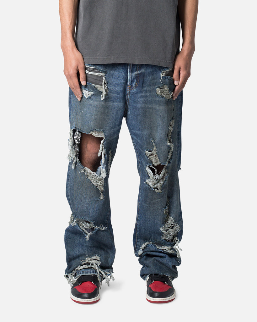 Mnml Ultra Baggy Decimated Denim Jeans Blue Culture Kings Us