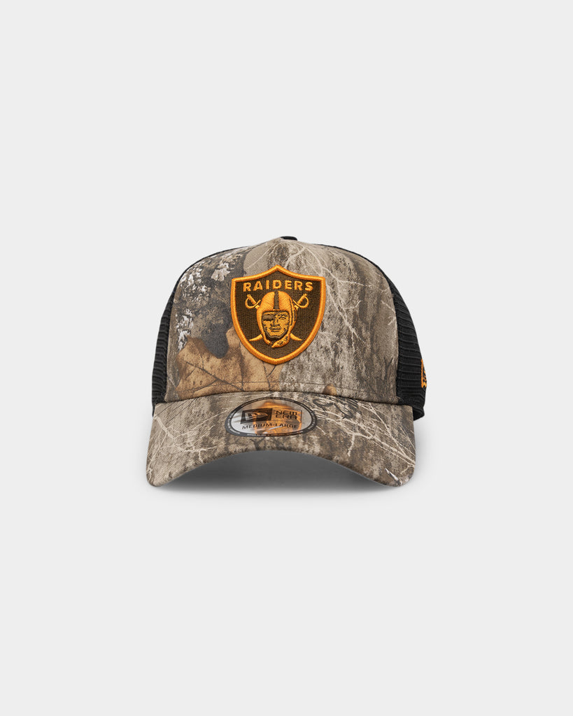 Men's New Era Camo/Black Las Vegas Raiders A-Frame Patch 9FORTY Trucker Snapback Hat