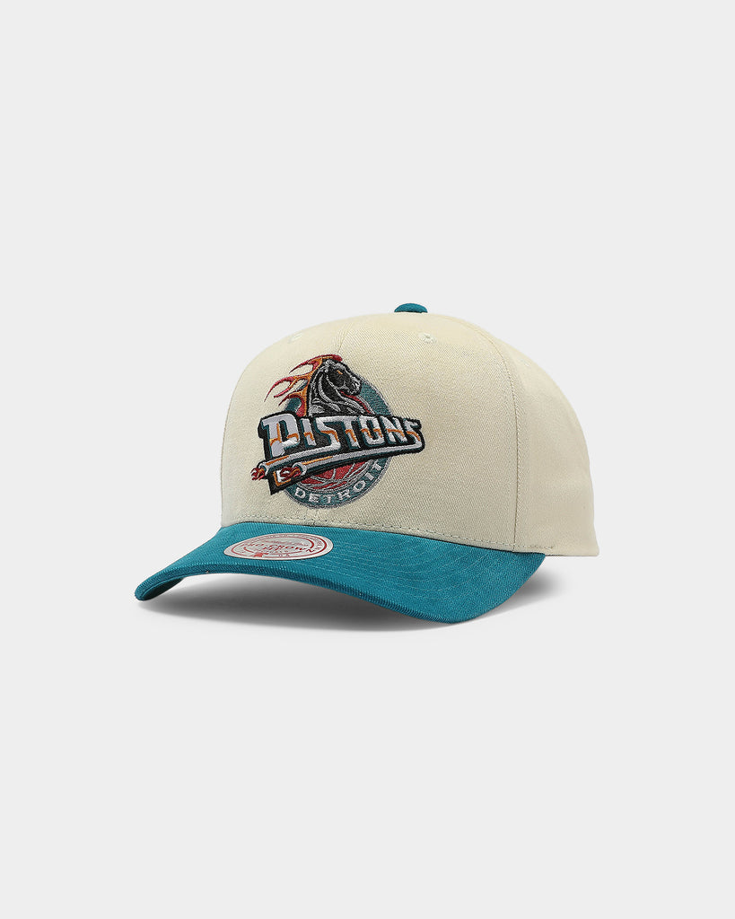 Mitchell & Ness Detroit Pistons Pro Crown Snapback Off White/Teal