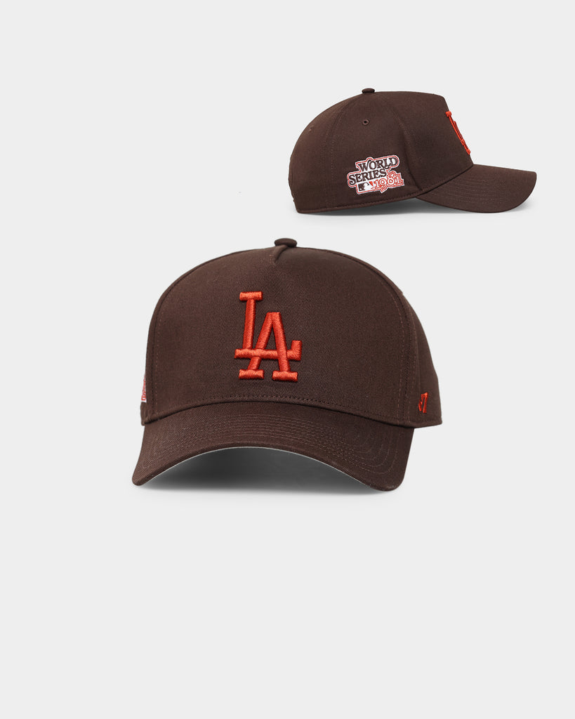 LA Dodgers World Series Patch Dark Brown Oversized T-Shirt