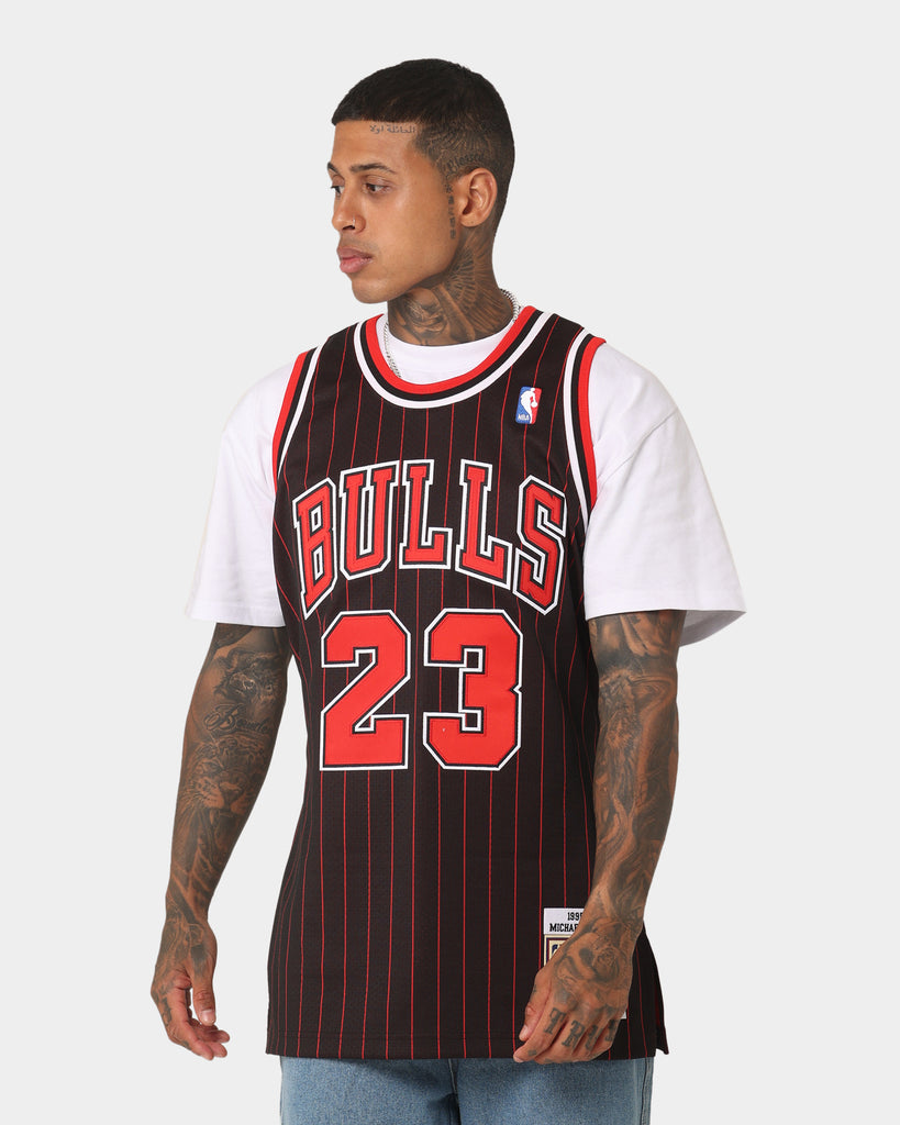 Adidas Chicago Bulls Authentic Black/Red Michael Jordan Split Fashion Jersey  - Men's