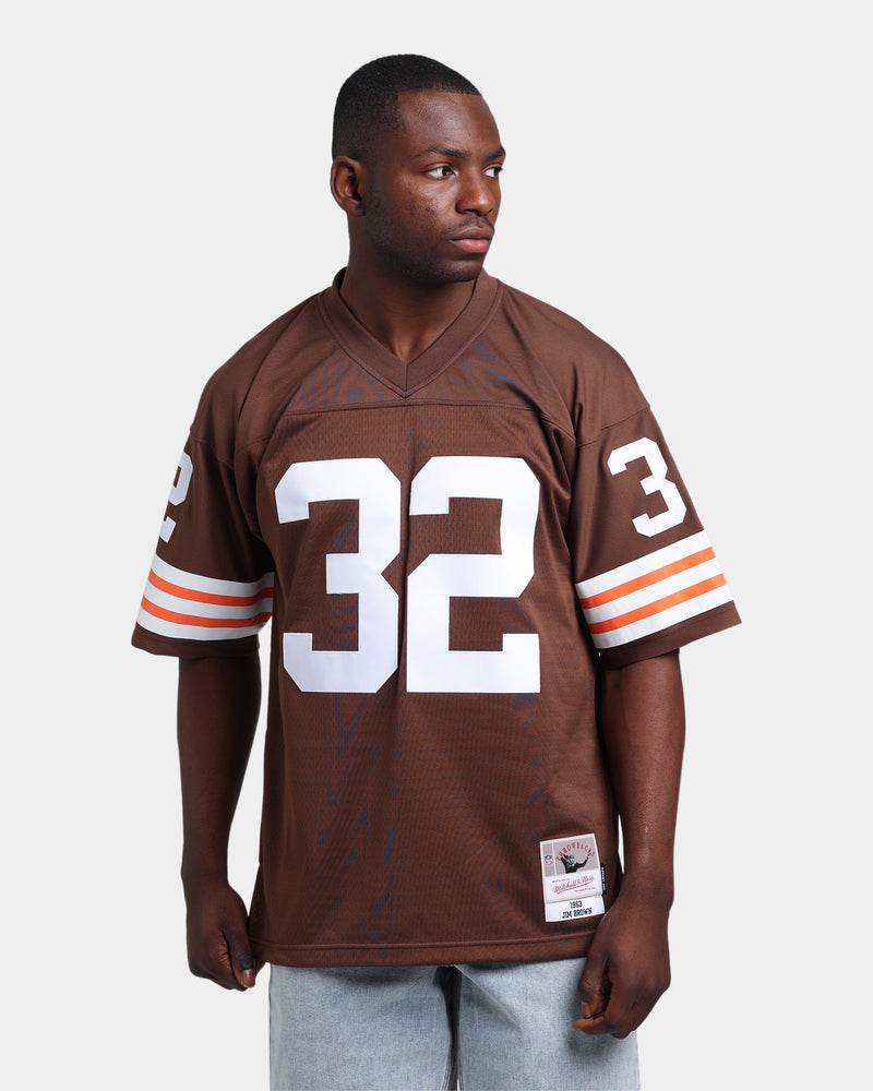 Men's Mitchell & Ness Jim Brown Brown Cleveland Browns 1964 Authentic  Throwback Retired Player Jersey