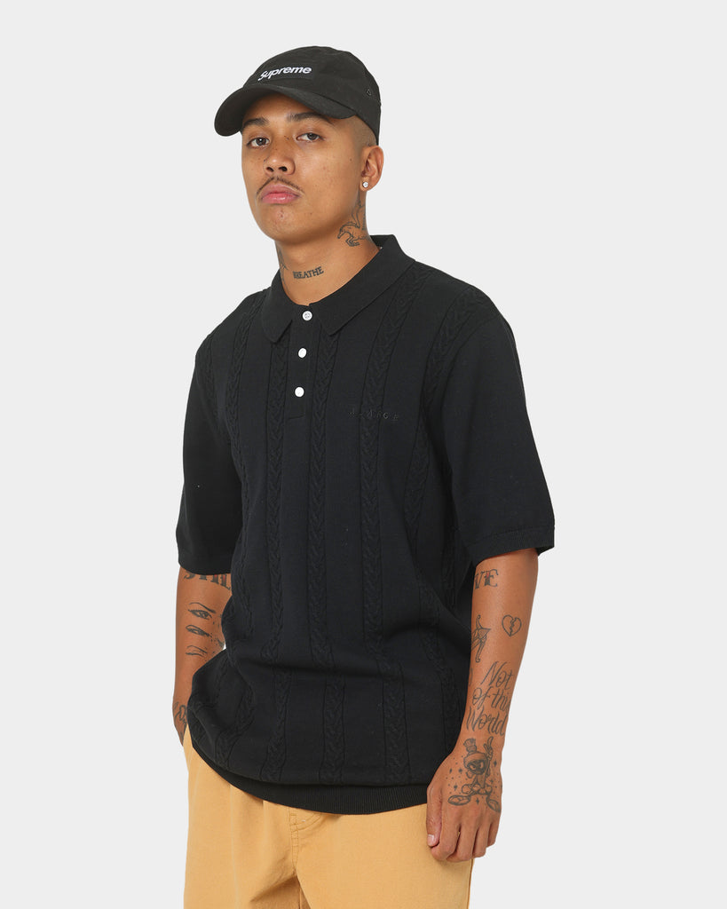 XLARGE Cable Knit Polo Shirt Black