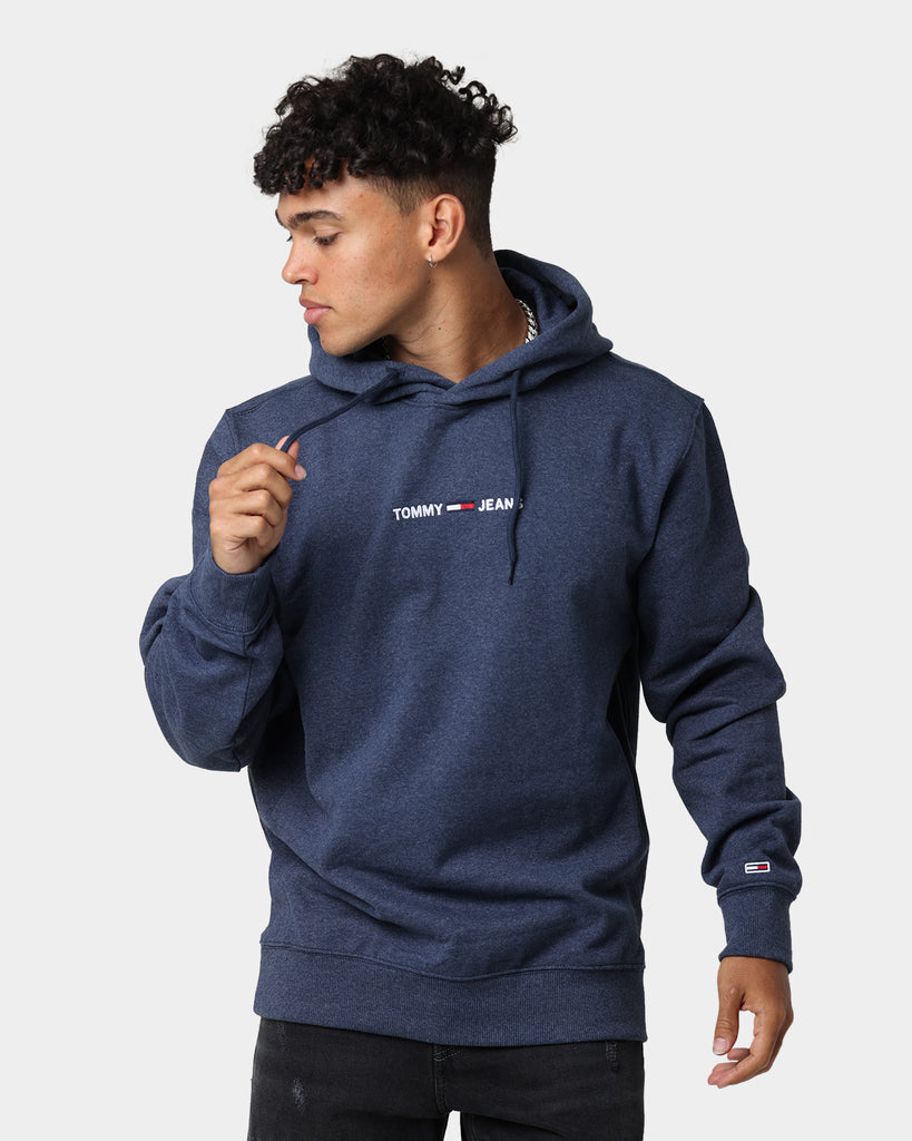 Tommy Jeans Straight Logo Hoodie Twilight Navy | Culture Kings US