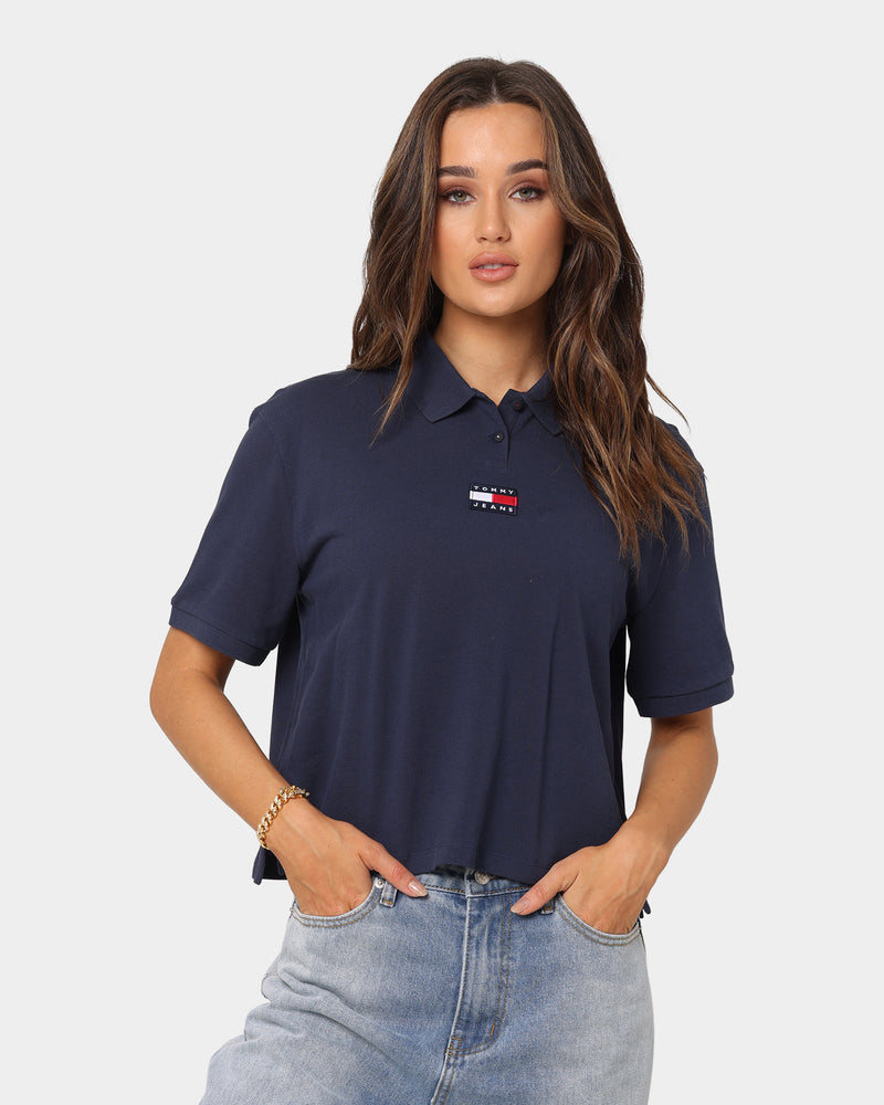 Tommy Jeans Women\'s Badge | Sleeve US Navy Kings Polo Short Culture Twilight Centre