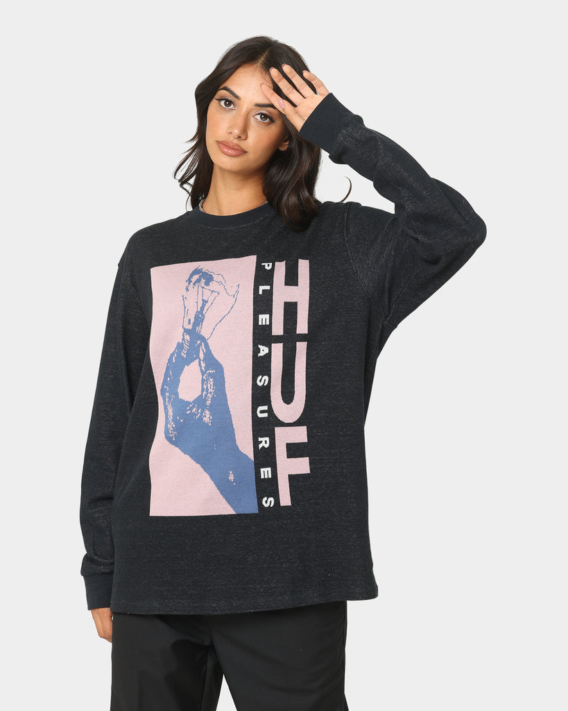 HUF X Pleasures Light Up Jacquard Long Sleeve Knit T-Shirt Black | Culture  Kings US