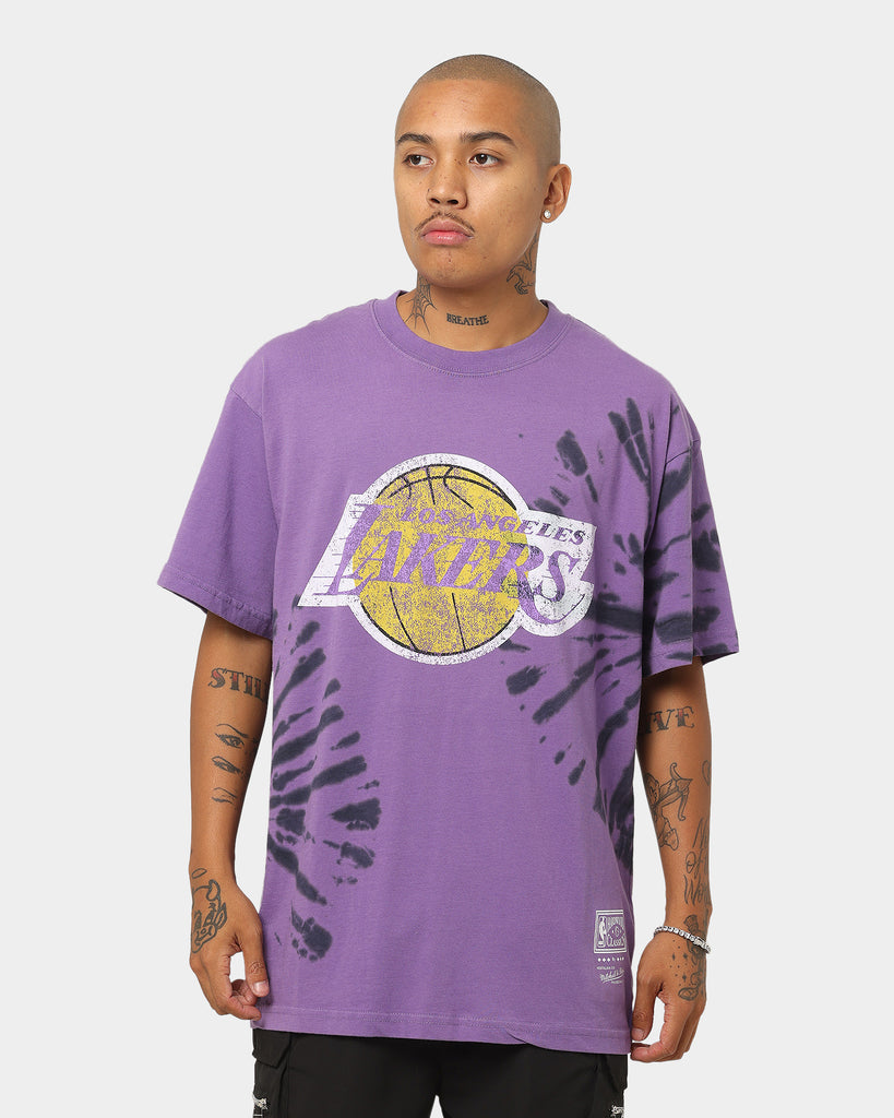 Mitchell & Ness Los Angeles Lakers XL Logo Tie Dye T-Shirt Purple Tie ...