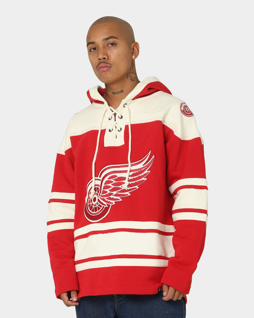 Men's adidas Red Detroit Red Wings Jersey Lace-Up Pullover Hoodie