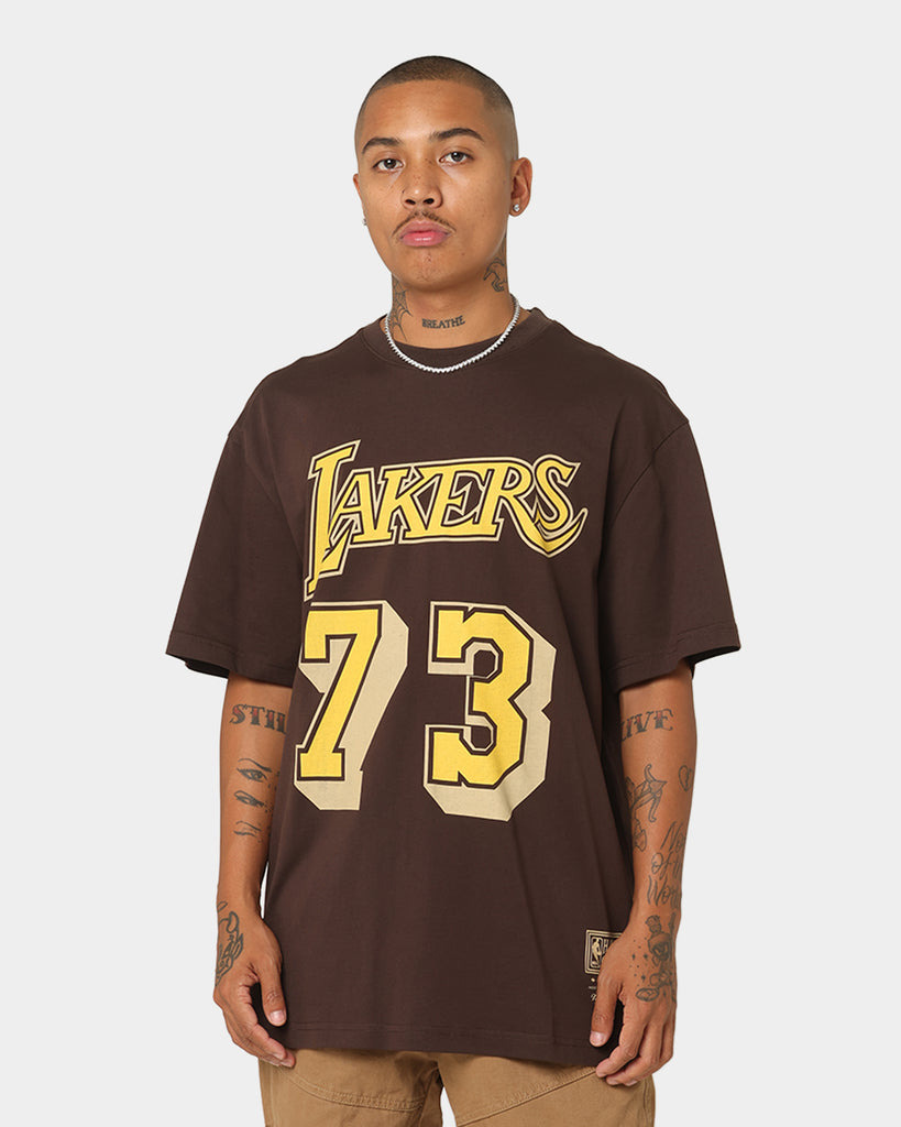 Los Angeles Lakers Black Mesh Crew Neck T-Shirt By Mitchell & Ness - Mens