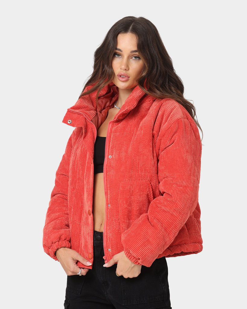 Red corduroy puffer on sale jacket