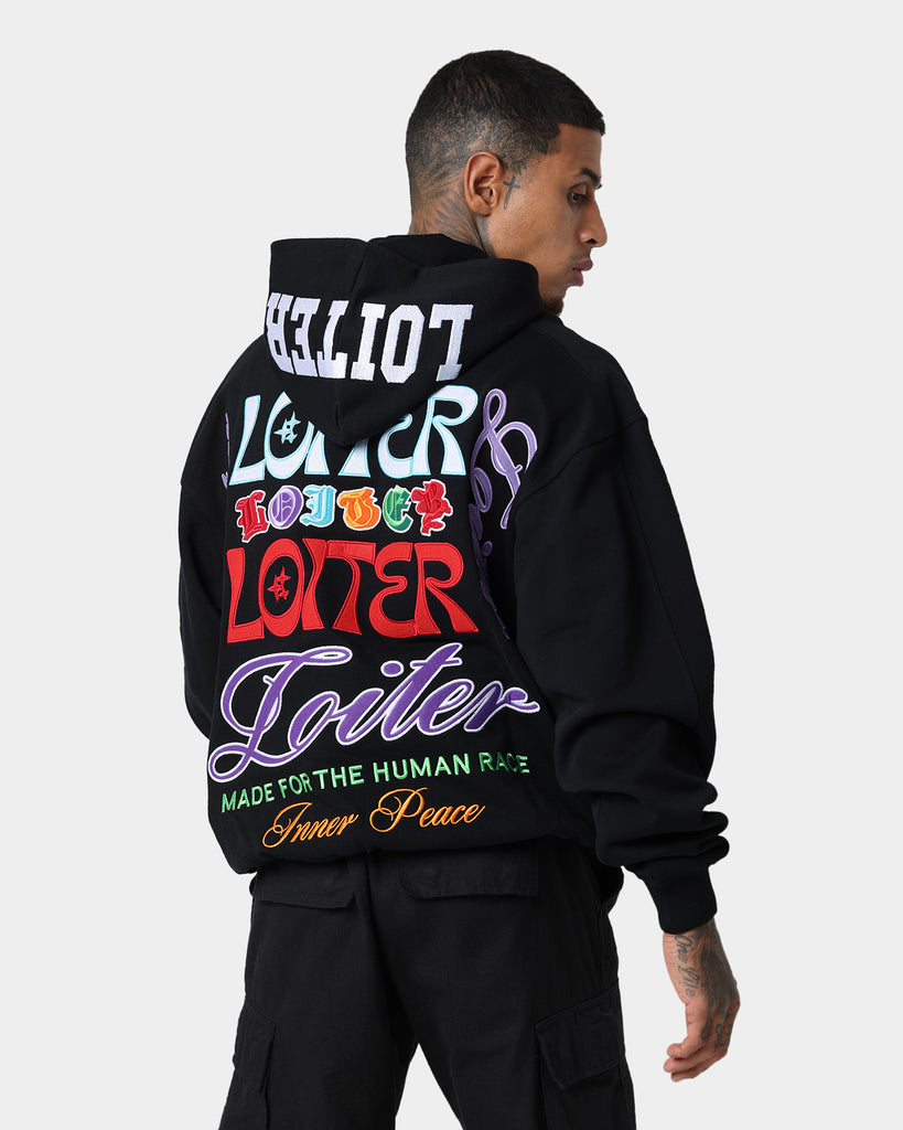 Loiter Stacked Logo Hoodie Black | Culture Kings US