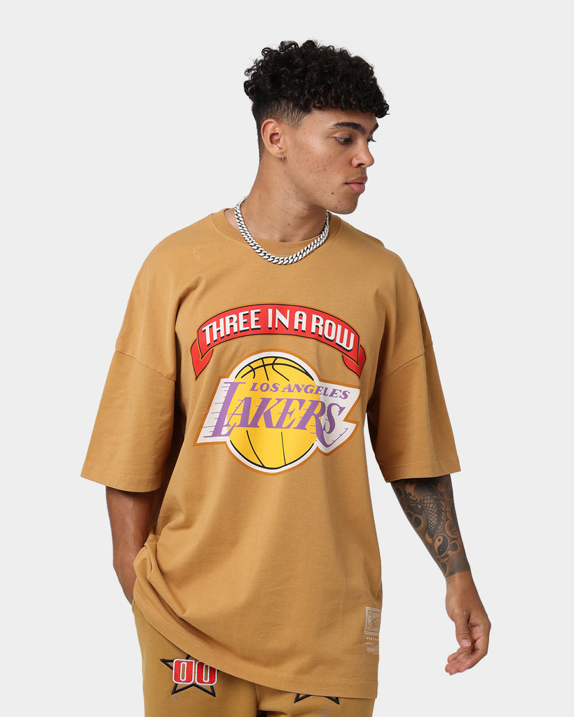 Los Angeles Lakers 3 In A Row Rings Tee - Faded Black - Throwback