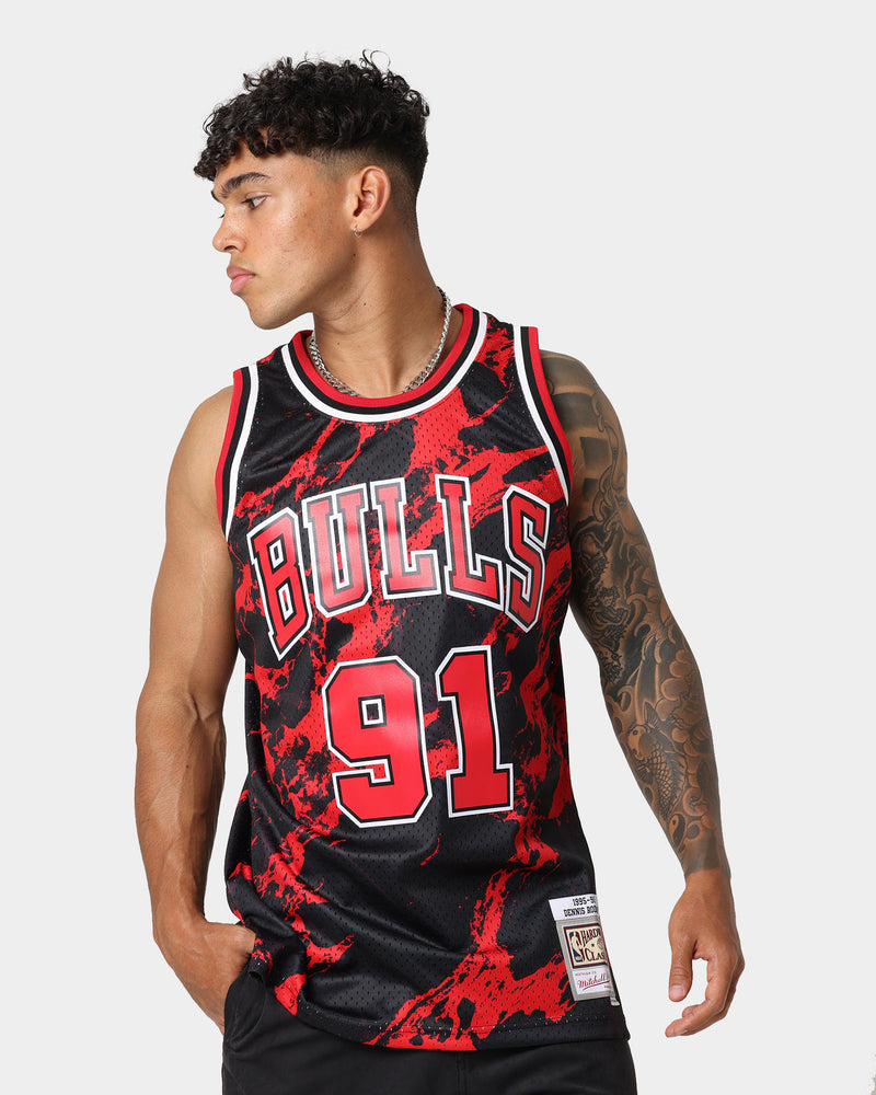 T-shirt Mitchell & Ness Chicago Bulls # 91 Dennis Rodman Name & Number Tee  red