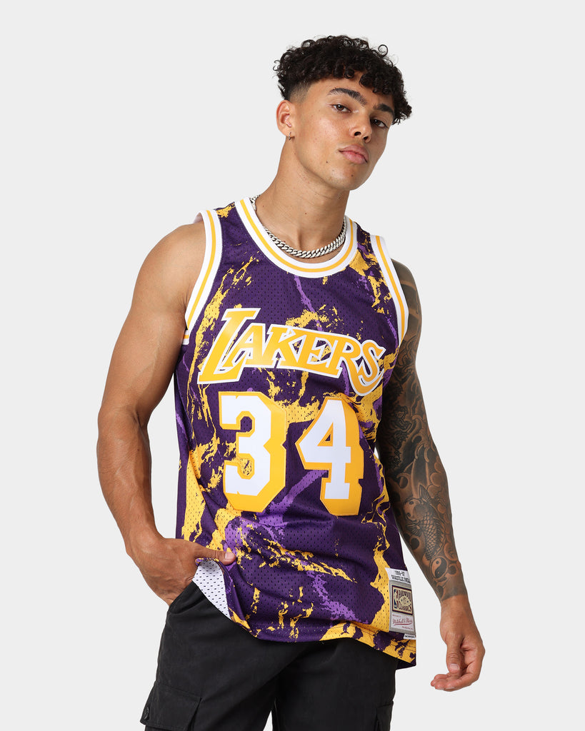 Mitchell & Ness Los Angeles Lakers Marble Swingman Shorts Purple - Size XL