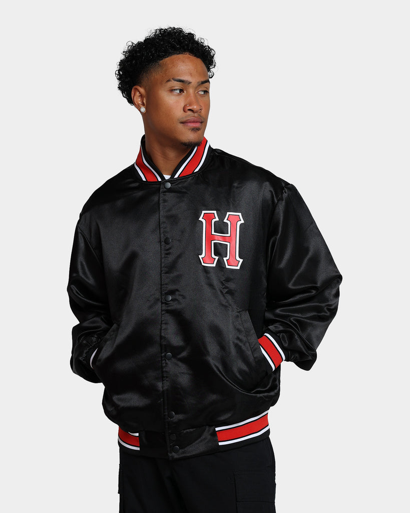 HUF Crackerjack Satin Baseball Jacket Black | Culture Kings US