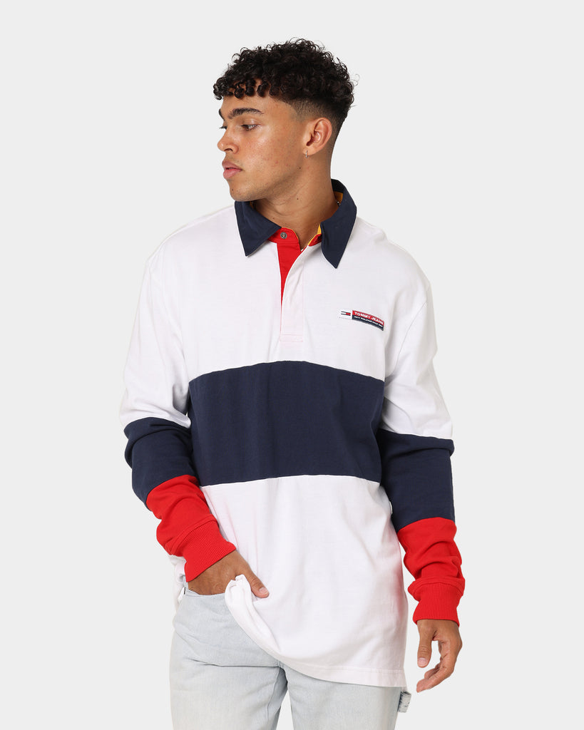 Tommy Jeans Archive Rugby Polo Shirt White/Multi-coloured | Culture ...