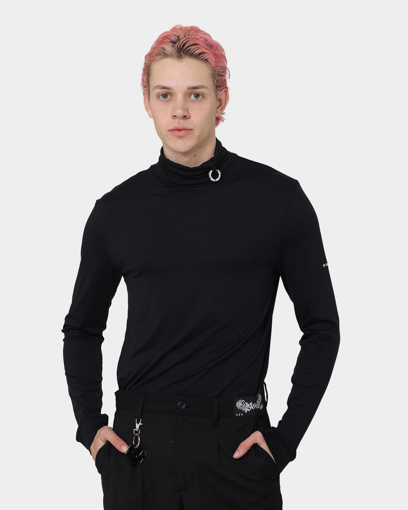 Fred Perry X Raf Simons Laurel Detail Roll Neck T-Shirt Black