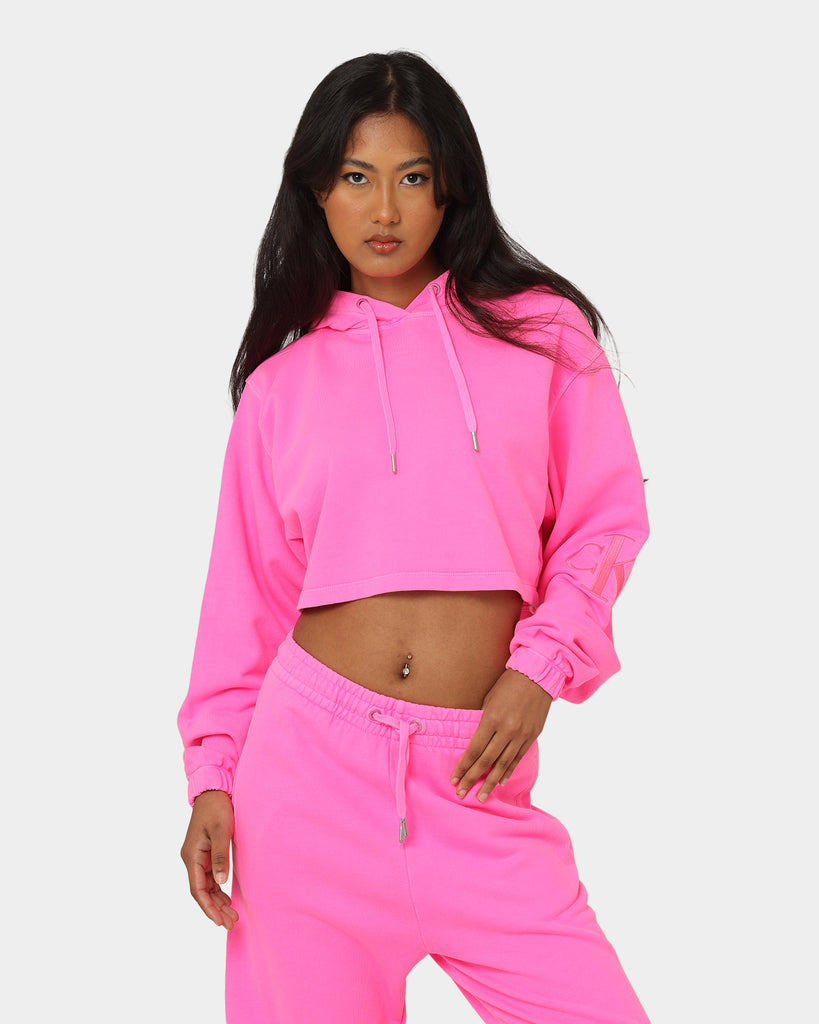 Calvin Klein Women's Acid Wash Hoodie Neon Pink | Culture Kings US