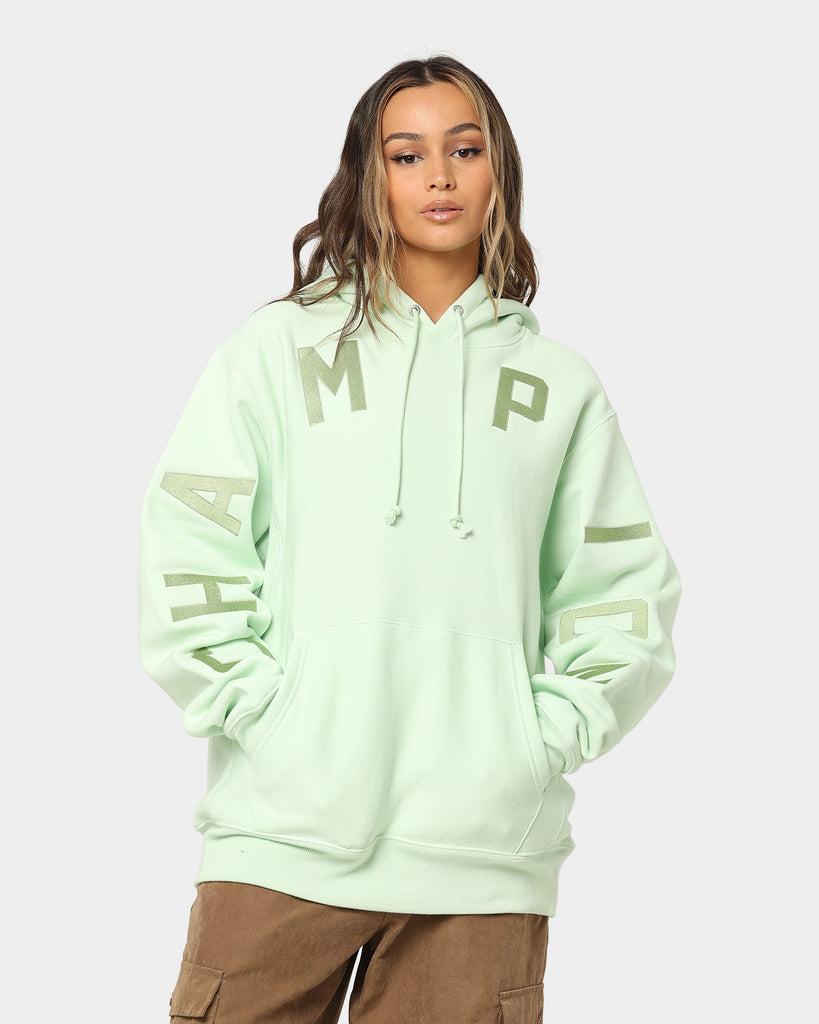 Champion Reverse Weave Arch Logo Hoodie Tuft Green | Culture Kings US