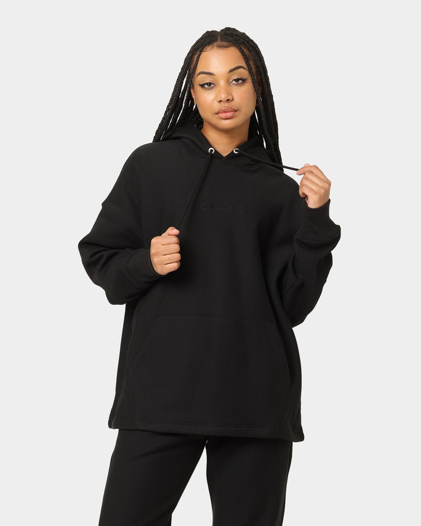 Champion Reverse Weave Relaxed Hem Hoodie Black Culture Kings US