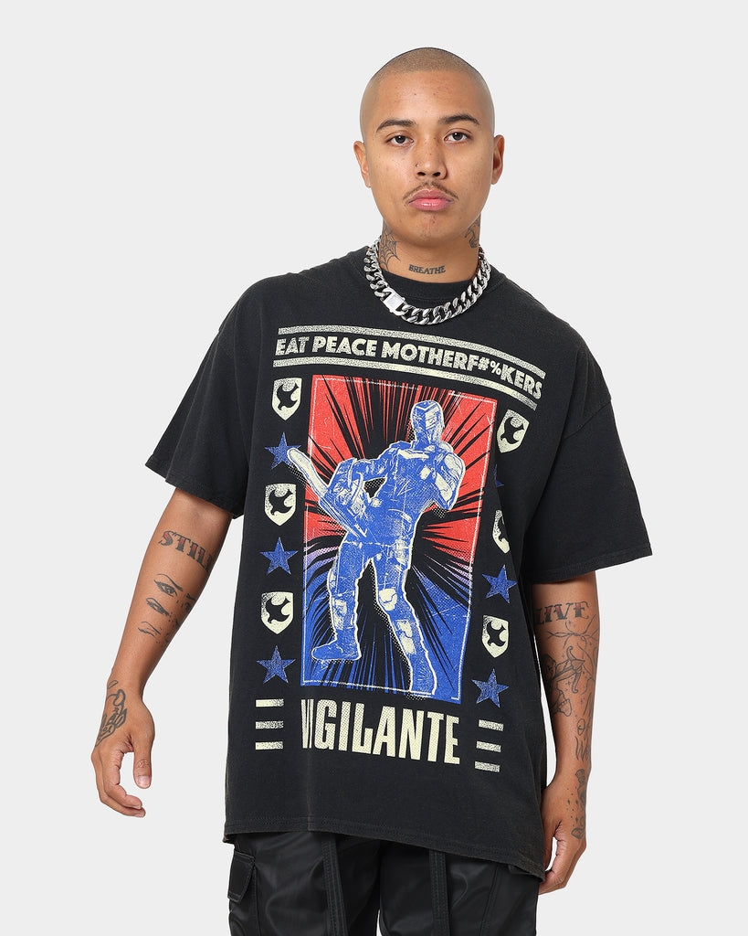 Goat Crew X Peacemaker Vigilante Vintage T-Shirt Washed Black