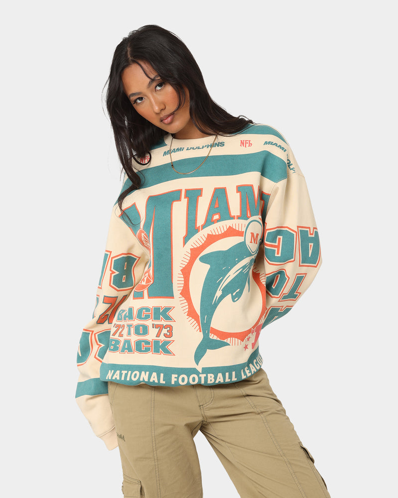 Mitchell & Ness Women's Miami Dolphins League Crewneck Stone