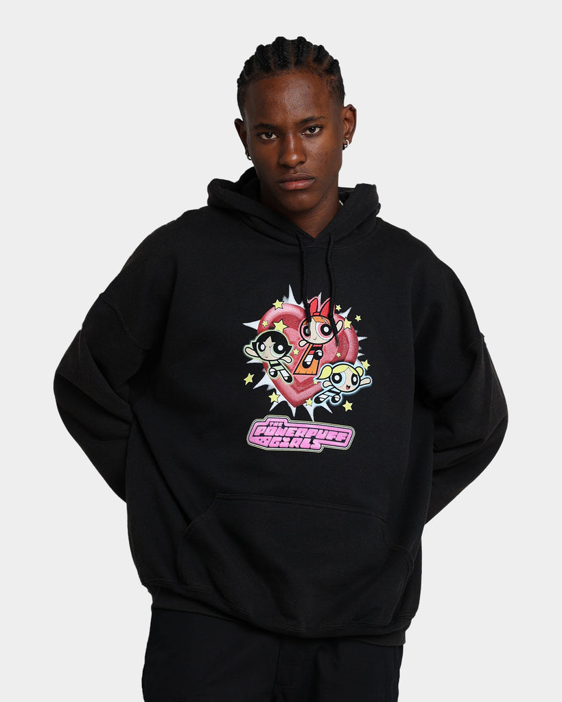 American Thrift X Powerpuff Girls Powerpuff Group Vintage Hoodie Black Wash