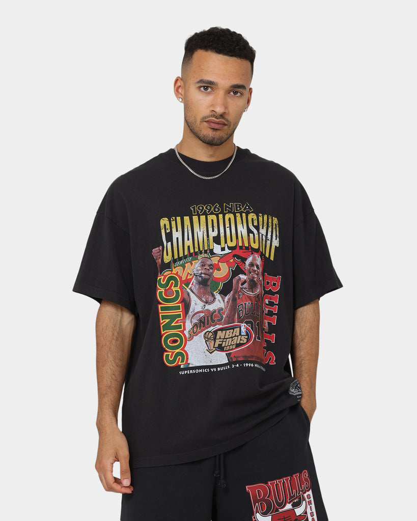 Seattle Supersonics Vs Chicago Bulls 1996 Finals Tee - Faded Black -  Throwback