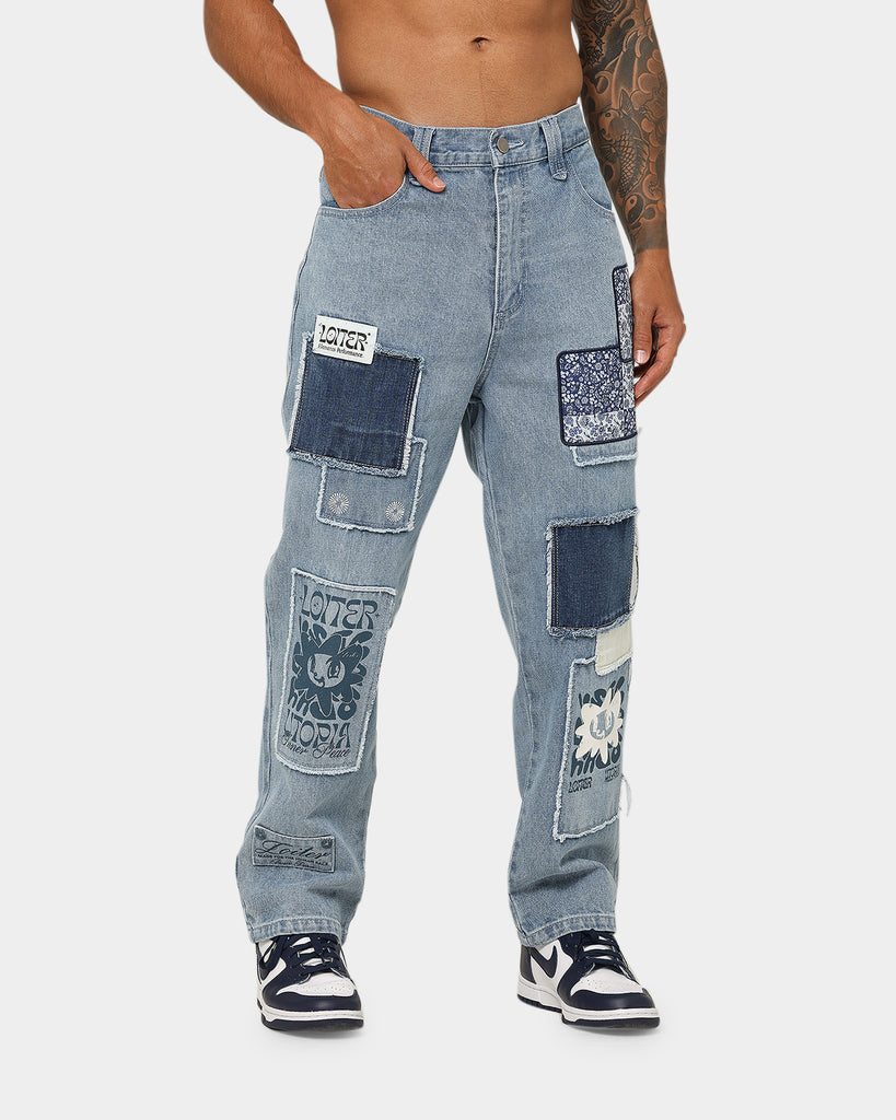 Loiter Utopia Patchwork Jeans Washed Blue | Culture Kings US