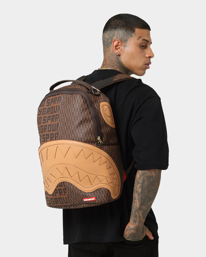 Sprayground Brown Checkered Special Ops Mens Backpack Brown Black