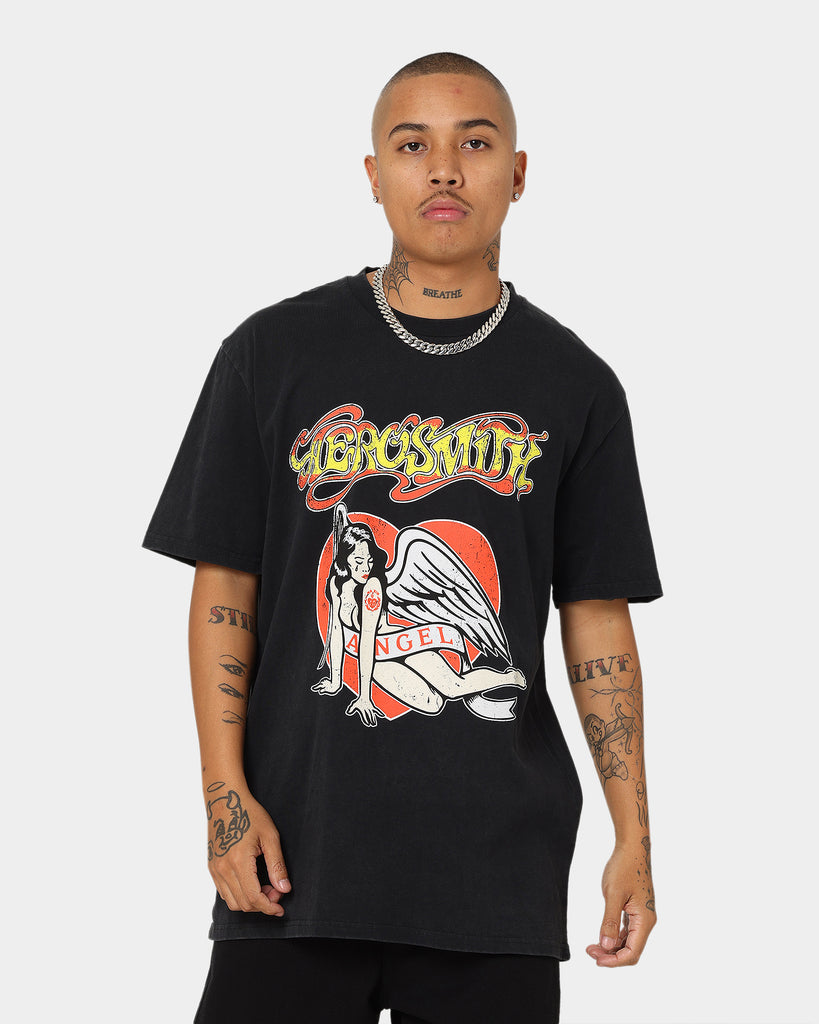 Aerosmith Angel Heart Vintage T-Shirt Washed Black | Culture Kings US