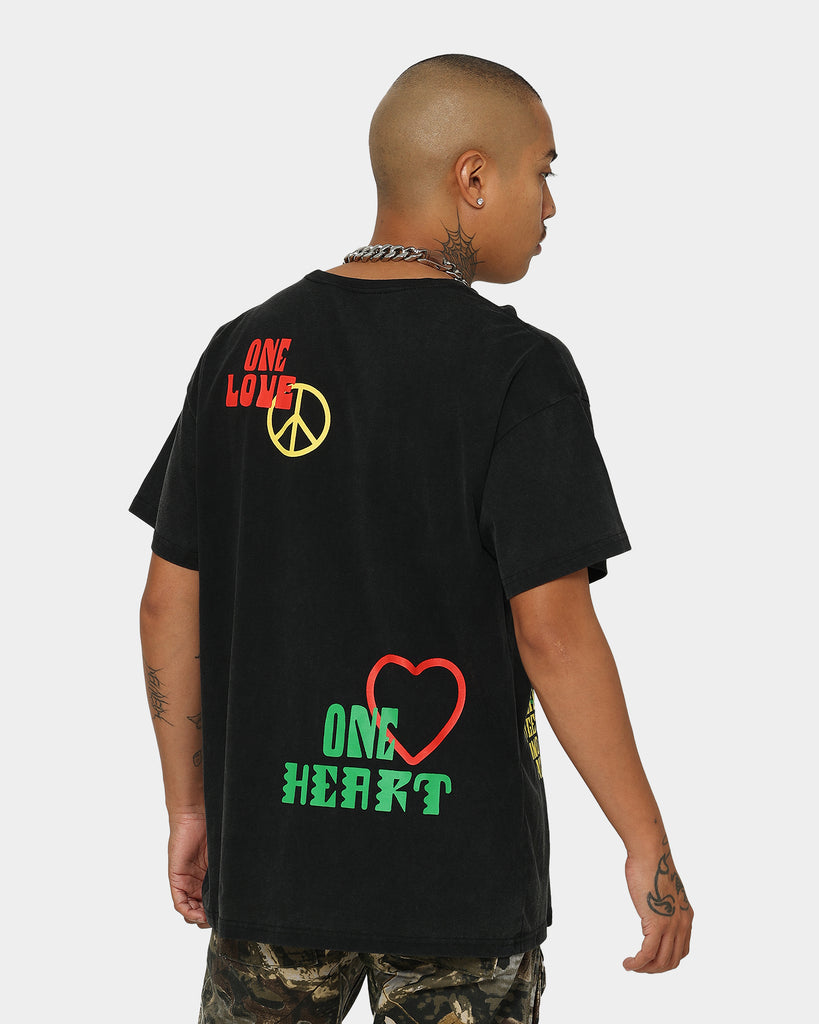 Bob Marley One Love One Heart Vintage T-Shirt Washed Black | Culture ...