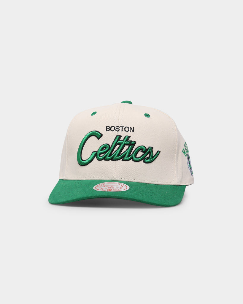 Boston Celtics Team Script Deadstock Snapback - Off White - Throwback