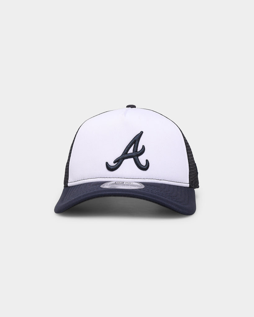 New Era Black Logo 9FORTY A Frame All Day Trucker Atlanta Braves MLB Black Trucker  Hat