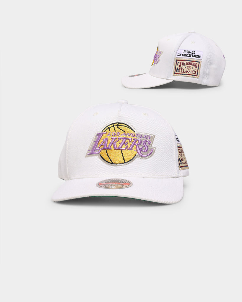 Men's Mitchell & Ness White Los Angeles Lakers Hot Fire Snapback Hat